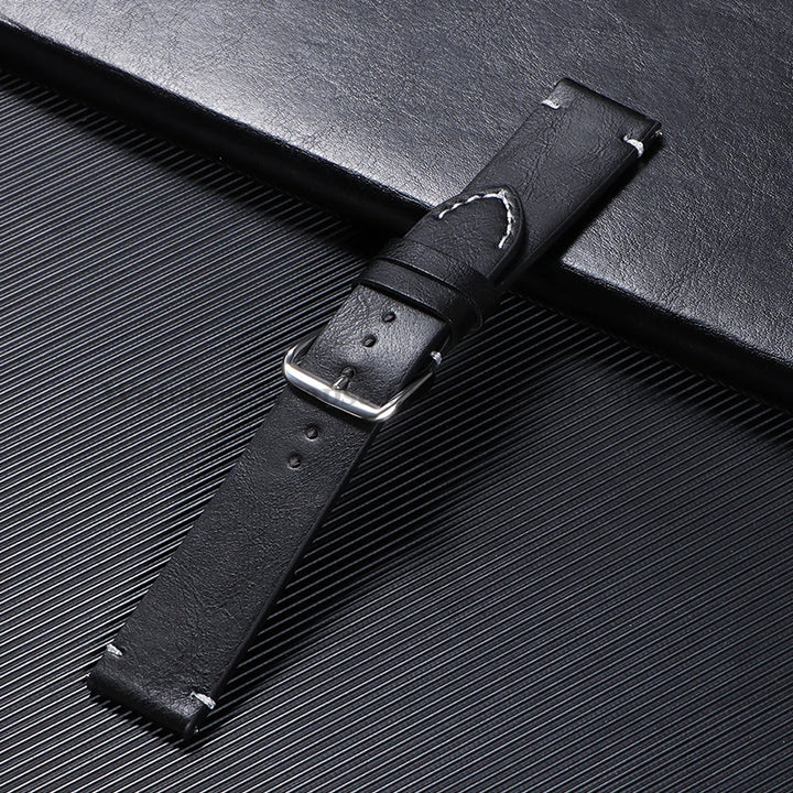 Vintage Leather Watch Strap – 18–24mm, Soft Quick-Release for Omega & Huawei GT4