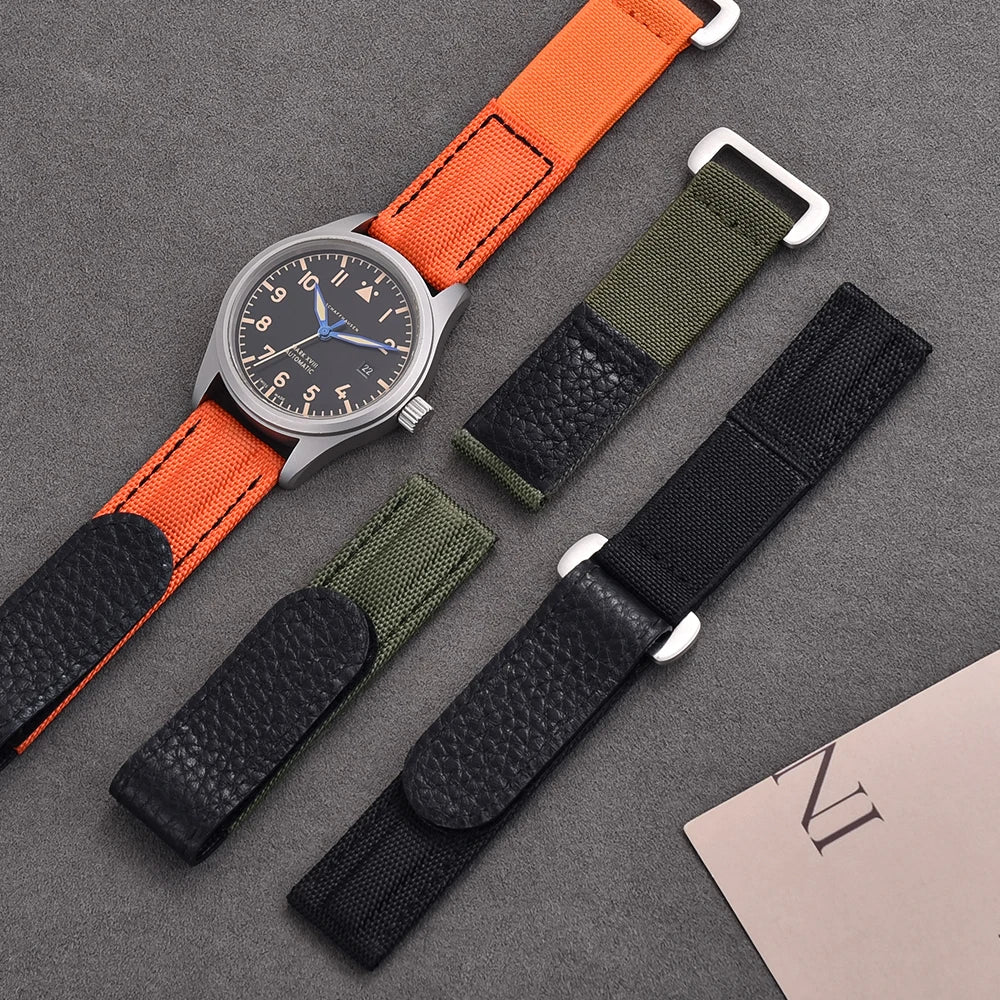 Nylon Strap 20mm Hook and Loop Fastener Watch Band Military Nylon Wristbelt Leather Bracelet for Omega Seiko Tudor MenWomen Belt