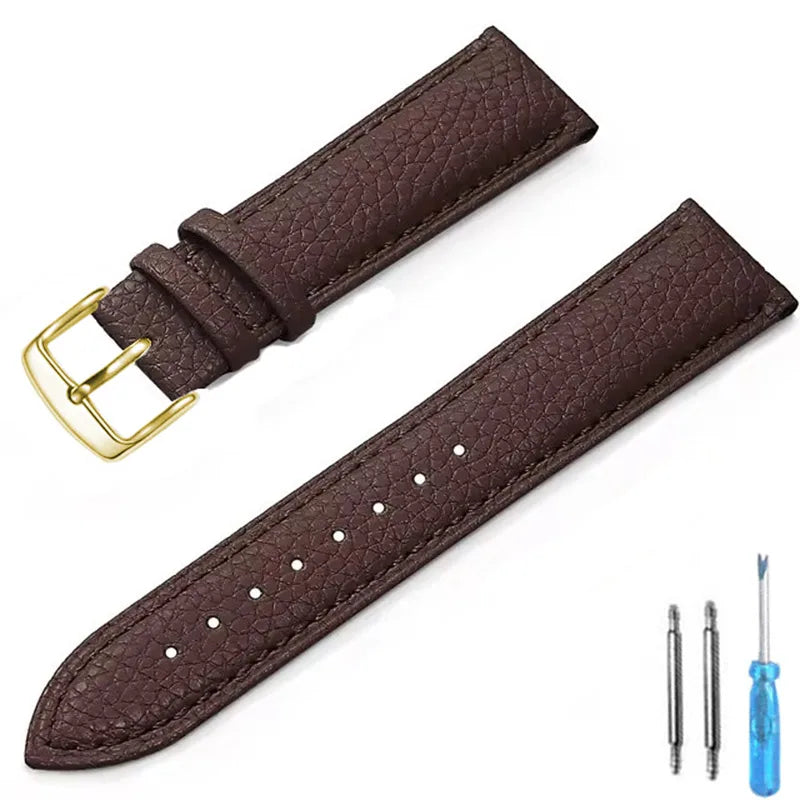 Genuine Leather Watch Band 12mm 14mm 16mm 18mm 20mm Watch Strap for Man Women High-quality Wrist Watchband + Tool