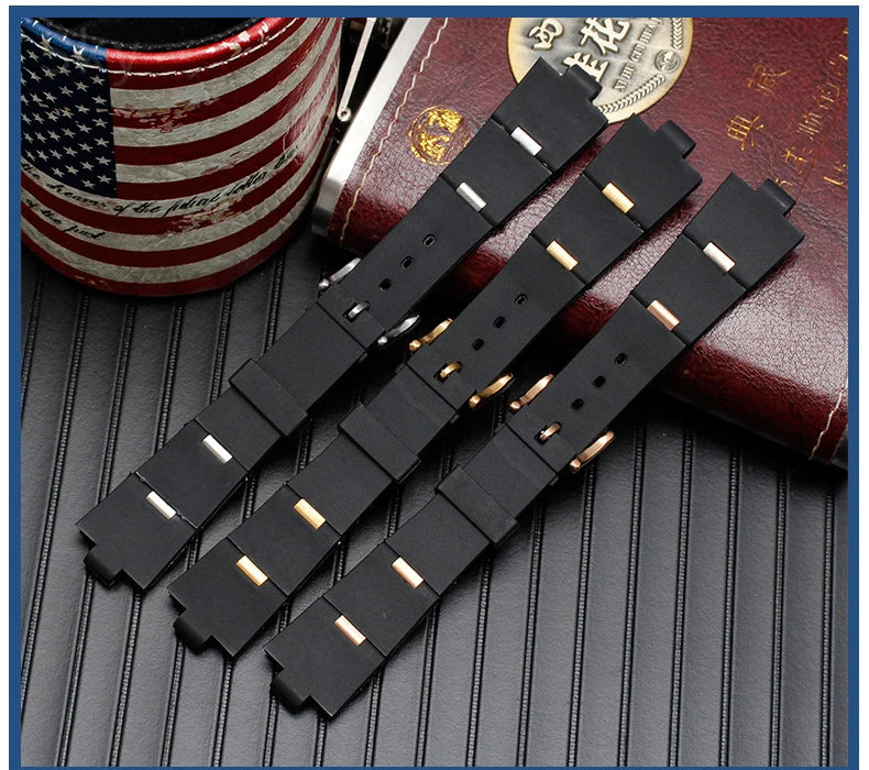 Black Rubber Replacement Watch Strap for BVLGARI (22/24mm)