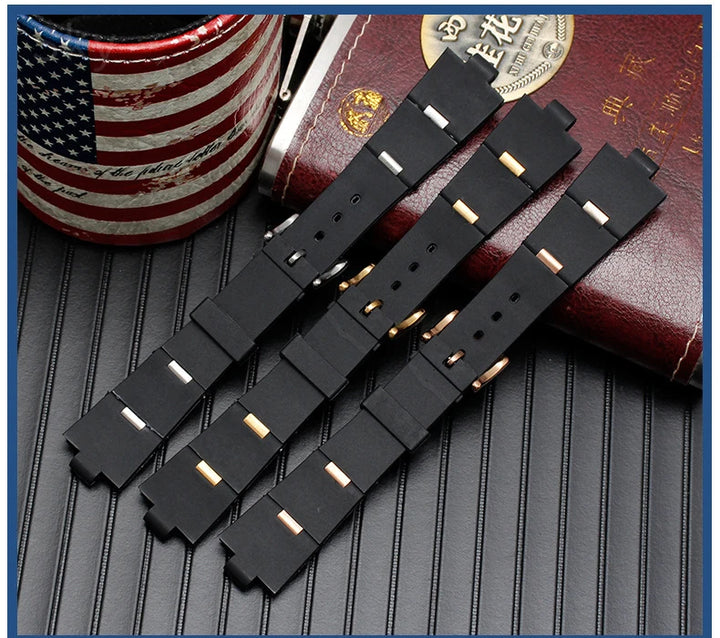 Black Rubber Replacement Watch Strap for BVLGARI (22/24mm)