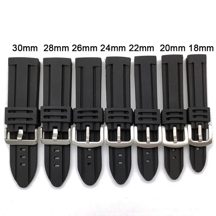 30mm 28mm 26mm 24mm Rubber Watch Strap 18mm 20mm 22mm Men's Sport Watchband Soft Diving Waterproof Silicone Wrist Belt Bracelet