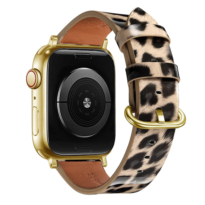 Leopard Leather Apple Watch Band for Women 38–49mm