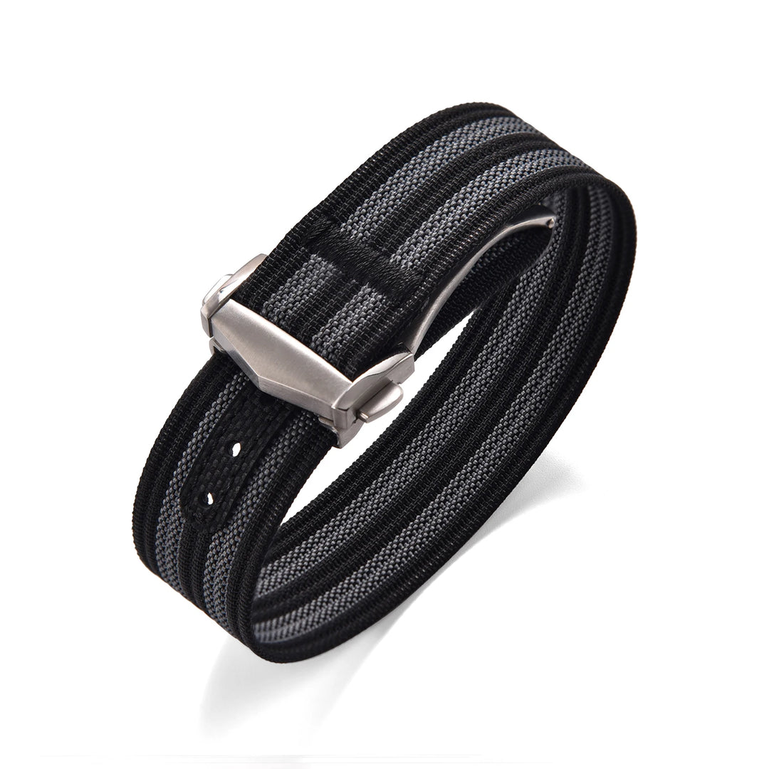 Ribbed Nylon & FKM Rubber Watch Strap – 18–22mm Folding Buckle for Omega, Tudor & Seiko