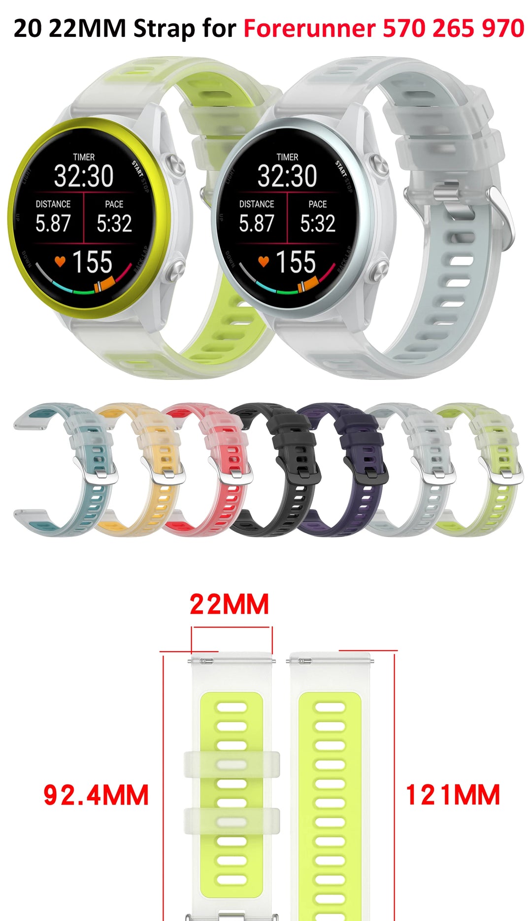 Silicone Strap for Garmin Forerunner & Venu (20mm/22mm)