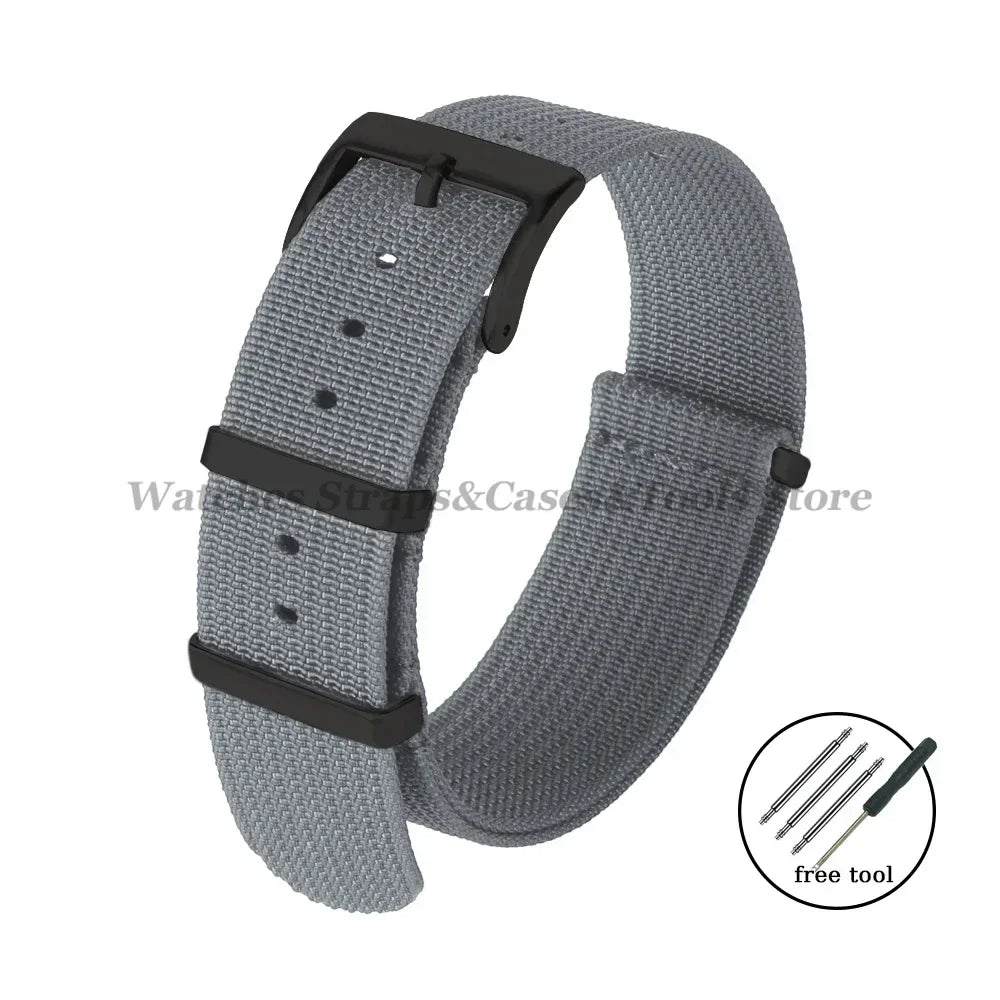 Ribbed Nylon Watch Strap 20/22mm (Military Style)