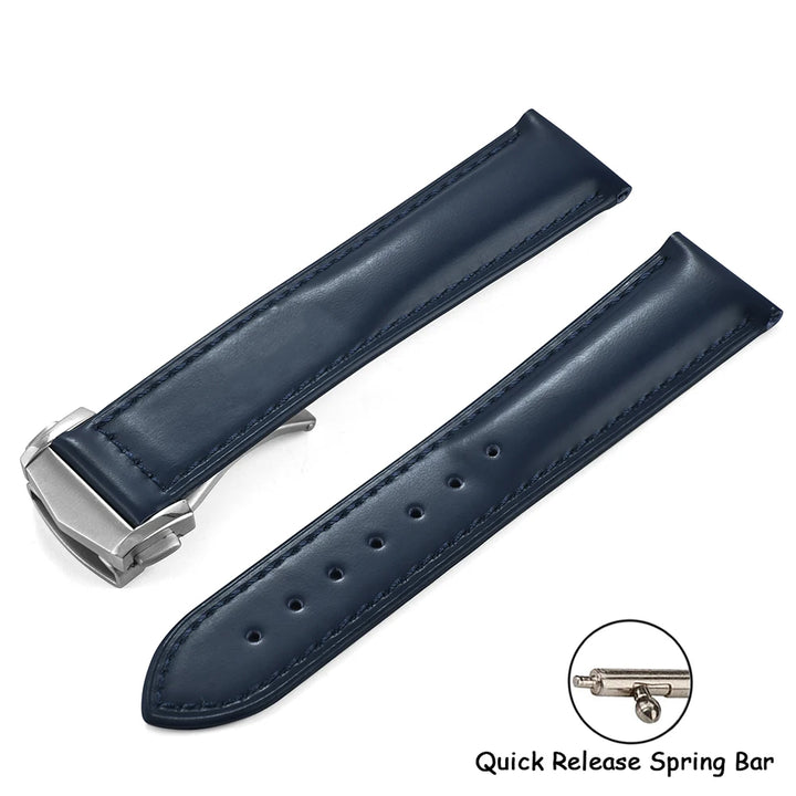Cowhide Leather Strap Folding Buckle 19mm 20mm 21mm 22mm for Omega Seamaster Universal Leather Watch Band Watch Accessories Men