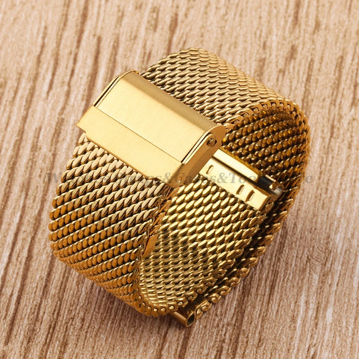 1.0mm Milanese Mesh Stainless Steel Watch Strap – 18–24mm, Quick-Release with Folding Buckle