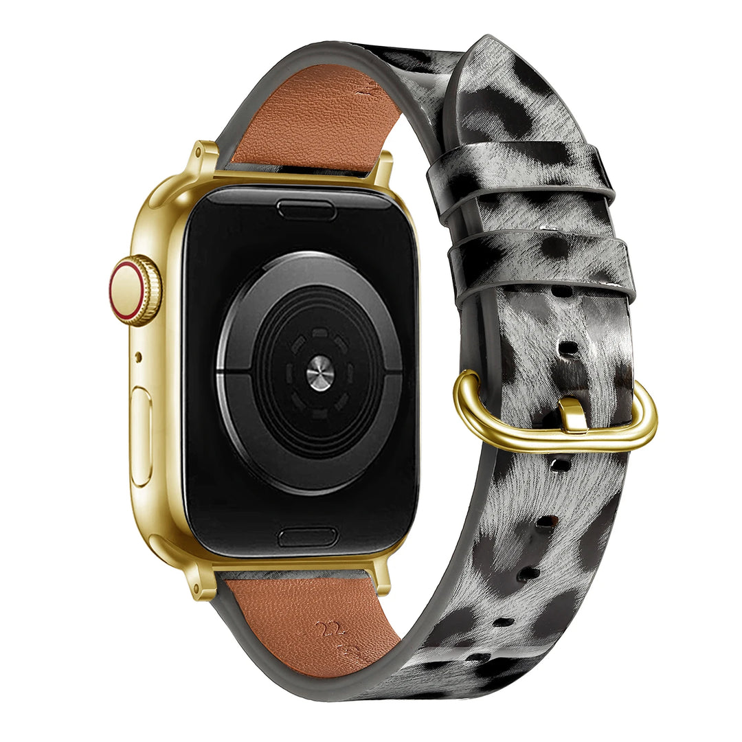 Leopard Leather Apple Watch Band for Women 38–49mm