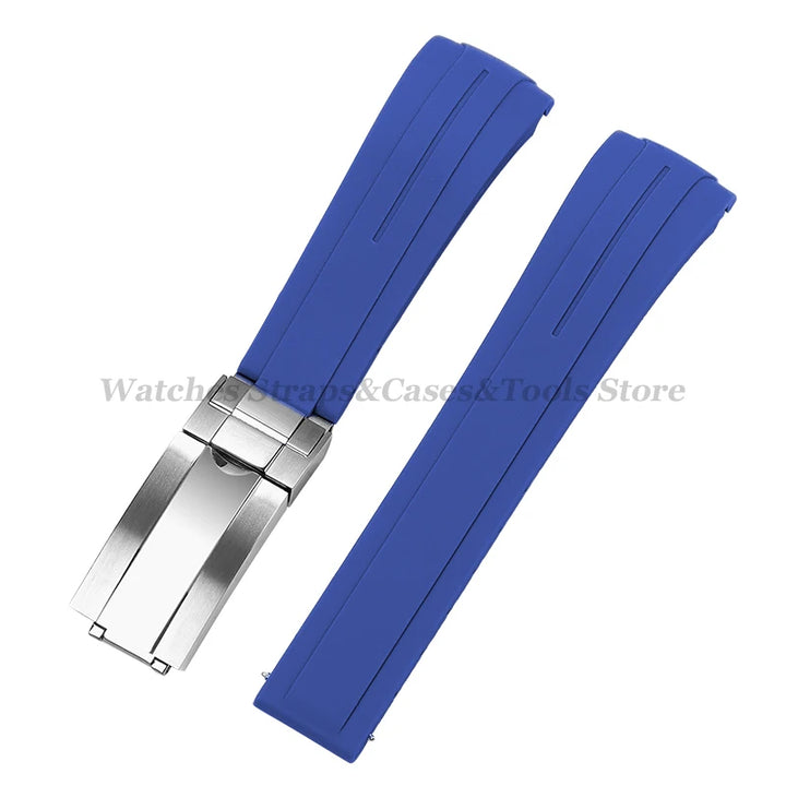 Curved End Silicone Rubber Watch Band 20–22mm for Rolex Water Ghost