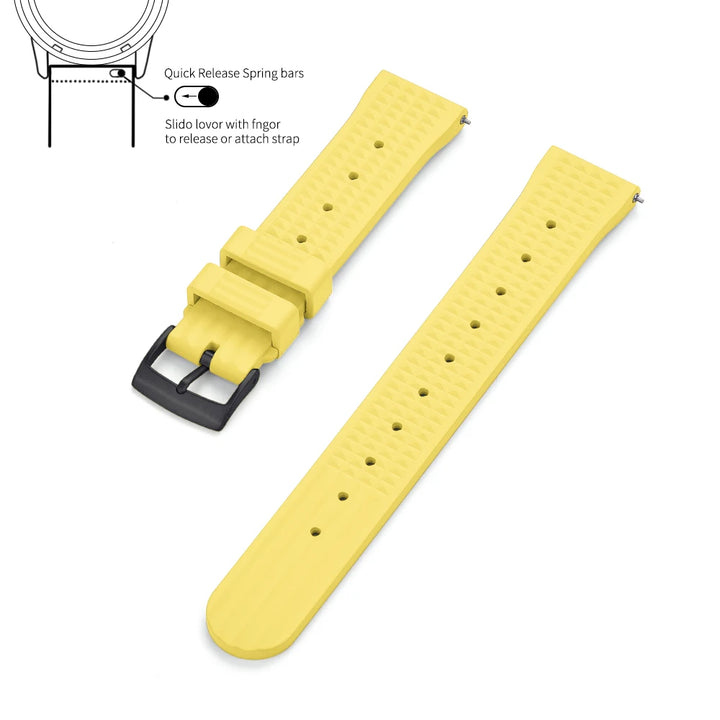 JUELONG Waffle FKM Rubber Watch Bands Quick Release Waterproof Durable Fluororubber Strap 20mm 22mm For Traditional Diving Watch