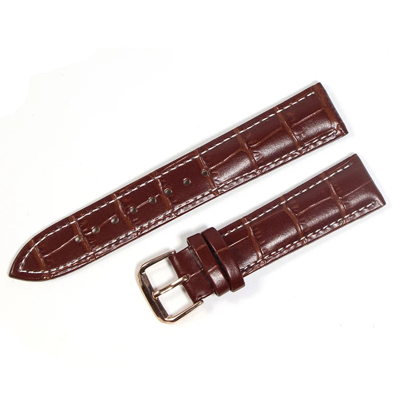 Genuine Leather Watch Strap with Steel Pin Buckle (12-24mm)