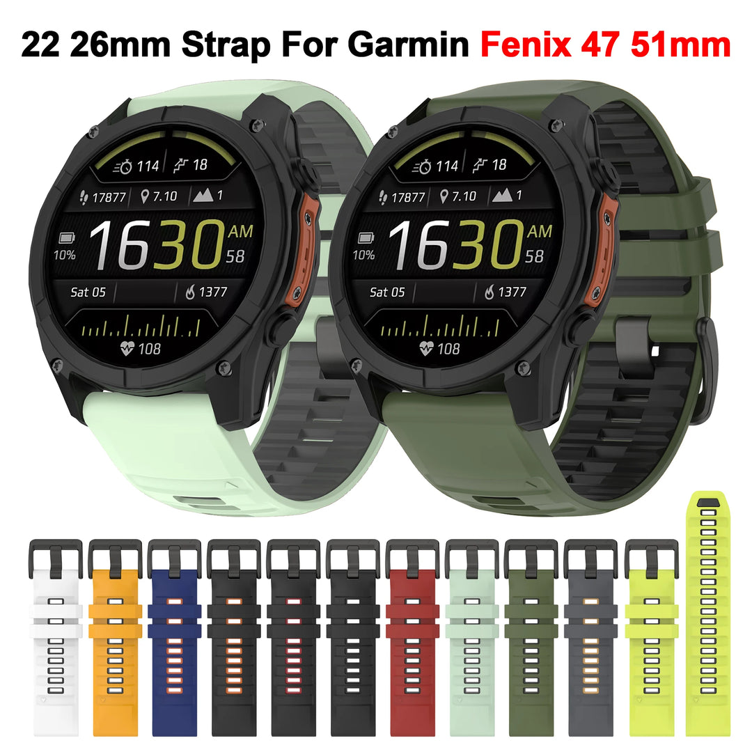 QuickFit Silicone Watch Strap 22/26mm for Garmin Fenix, Epix Pro Gen 2 & Enduro Series