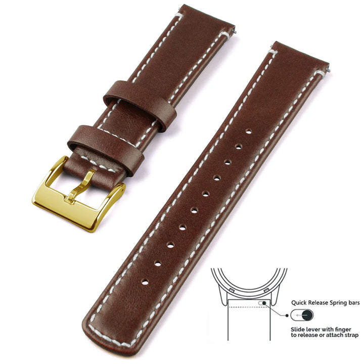 Genuine Top Grain Leather Quick Release Watch Band 20–22mm for Samsung Galaxy Watch
