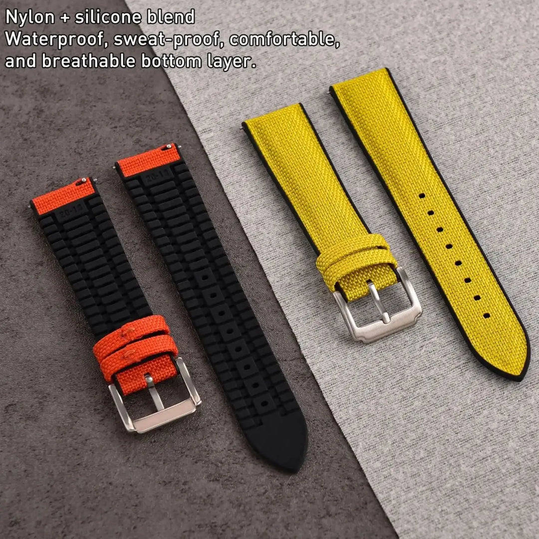 18/19/20/21/22mm Canvas Nylon Watch Strap Waterproof Sport Silicone Rubber Watch Bands Qucik Release Sailcloth Straps Women Men