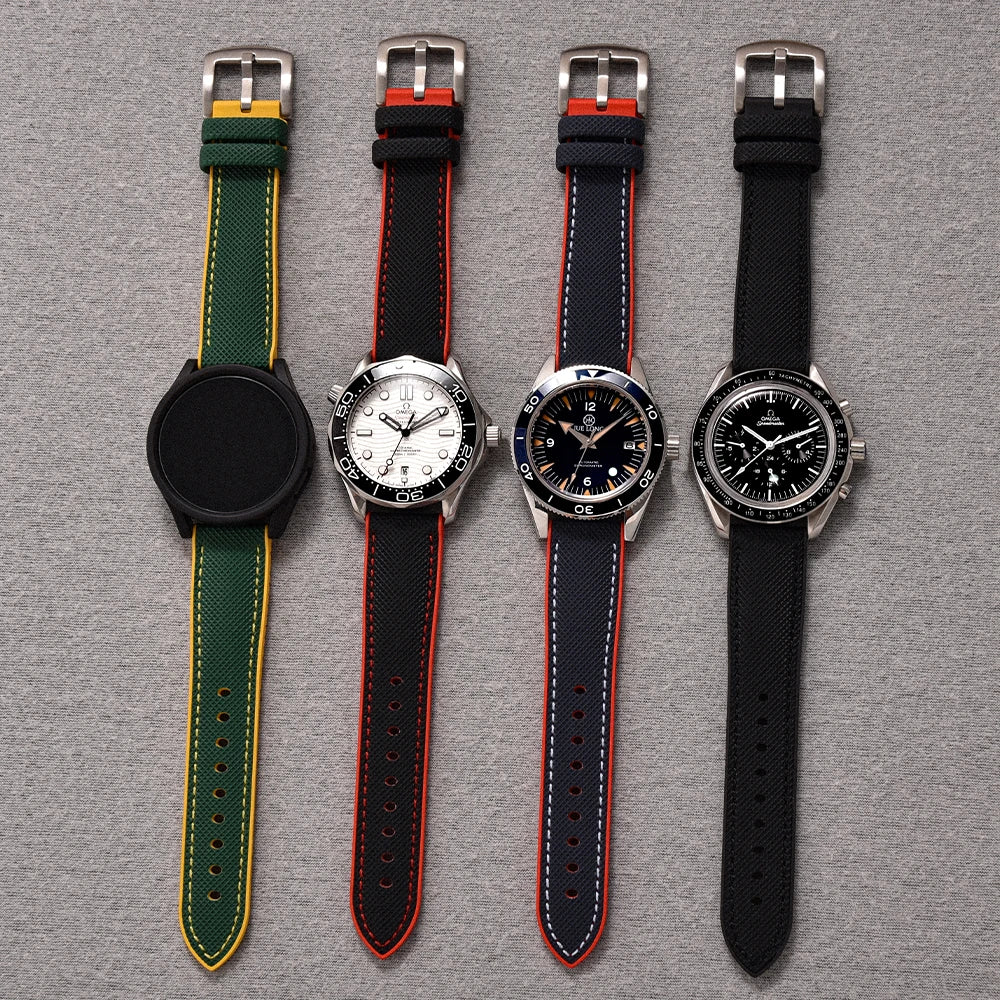 JUELONG Hybrid FKM Rubber Nylon Sailcloth Watch Strap 18mm 20mm 22mm 24mm Quick Release Watchbands For Each Brand Diving Watches