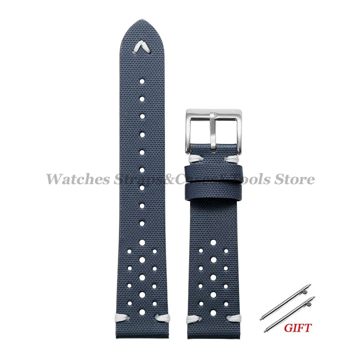 Premium Nylon Sailcloth Watch Strap 18mm 20mm 22mm Band Quick Release Perforated Breathable Watchband for Men's Women Wristbelts