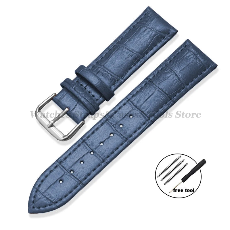 Calfskin Leather Strap Slub Pattern 12/13/14/15/16/17/18/19/20/21/22/23/24mm Universal Watchband for Samsung SmartWatch Bracelet