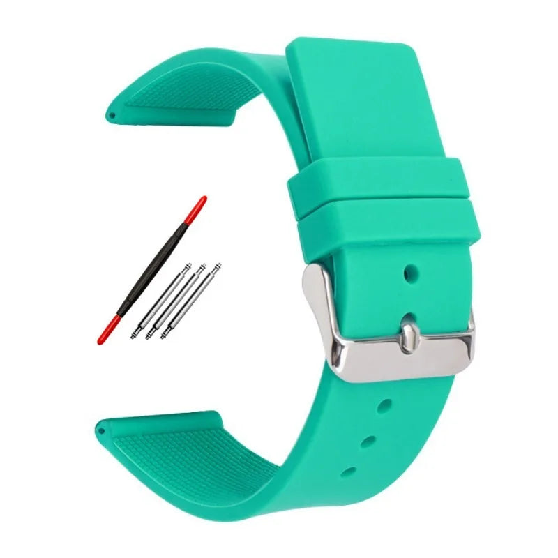 Silicone Watch Strap – 12–24mm, Soft Rubber for Seiko & Huawei GT Series