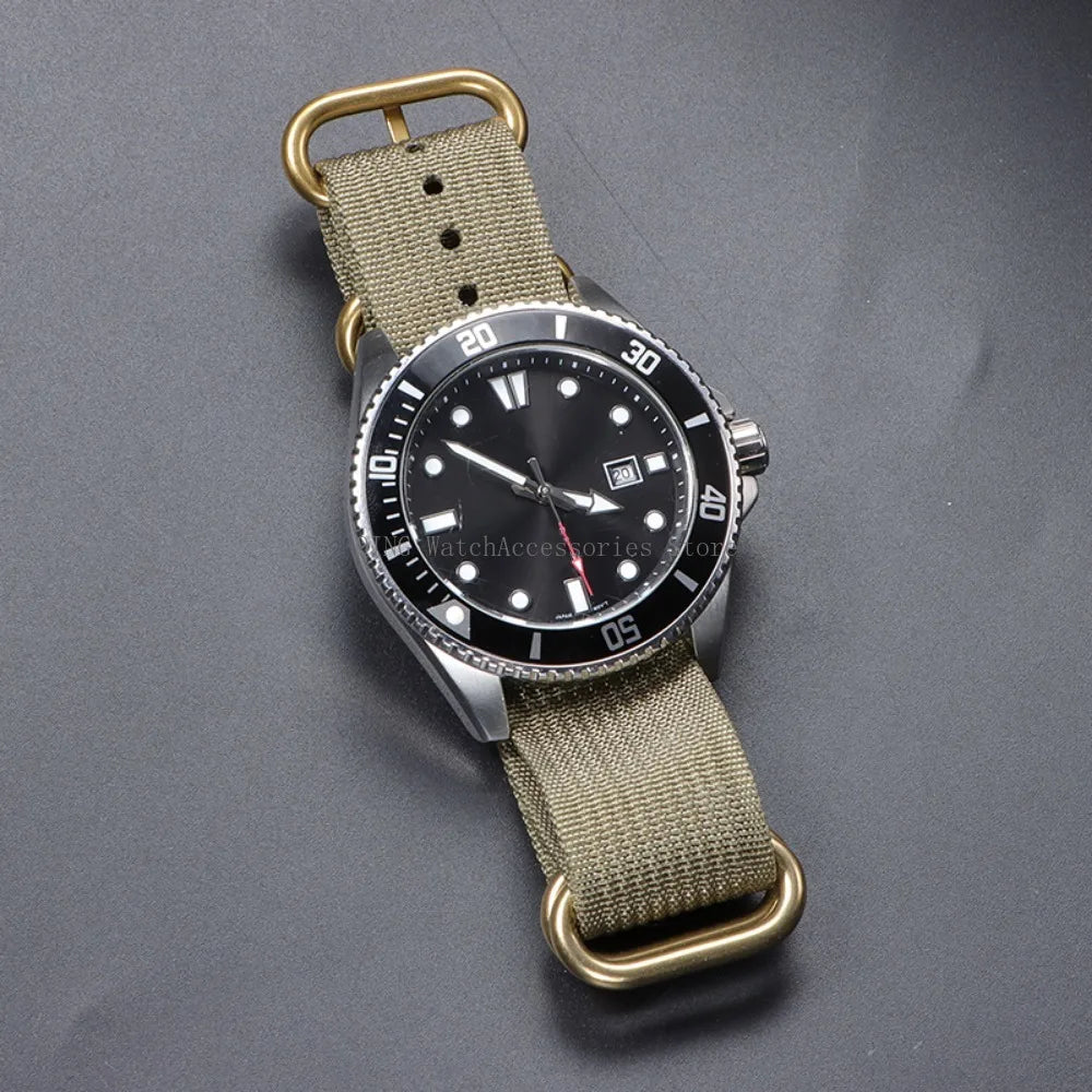 5-Ring Gold Buckle Nylon Watch Band
