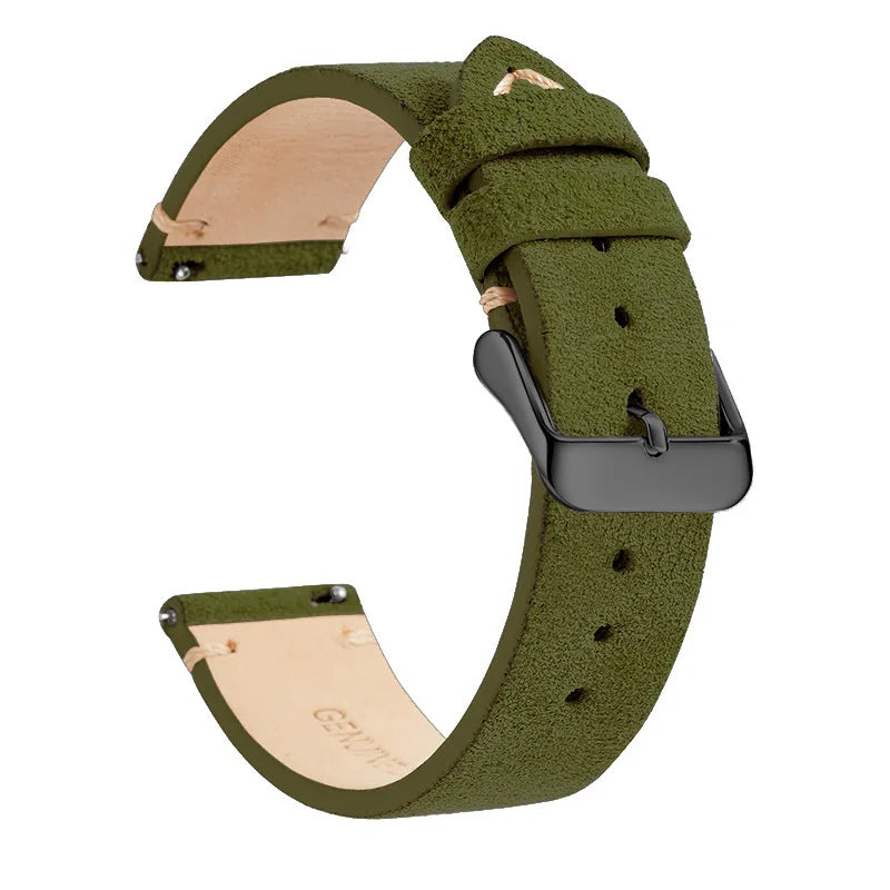 Genuine Leather Quick-Release Watch Strap 14–22mm