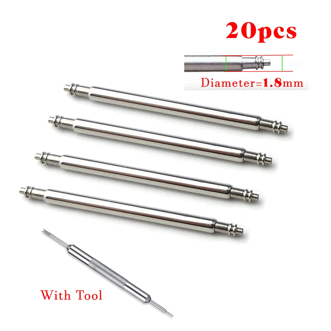 20pcs Stainless Steel Watch Spring Bars – Full Size Repair Kit (10-26mm)