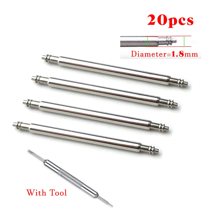 20pcs Stainless Steel Watch Spring Bars – Full Size Repair Kit (10-26mm)