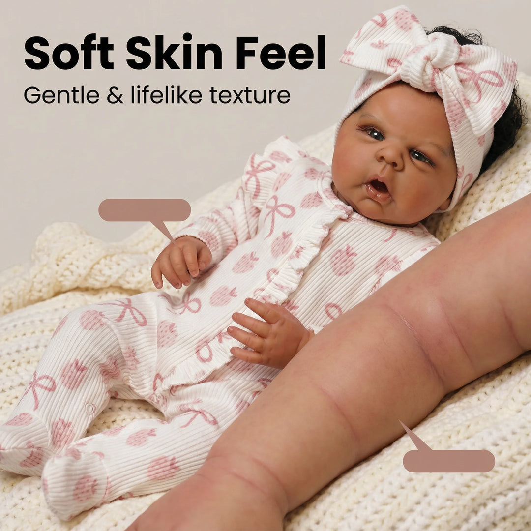 NPK 22inch Dark Brown Skin Rooted Hair Reborn Toddler Doll Hand Painted High Quality Collectible Art Doll Gounchi