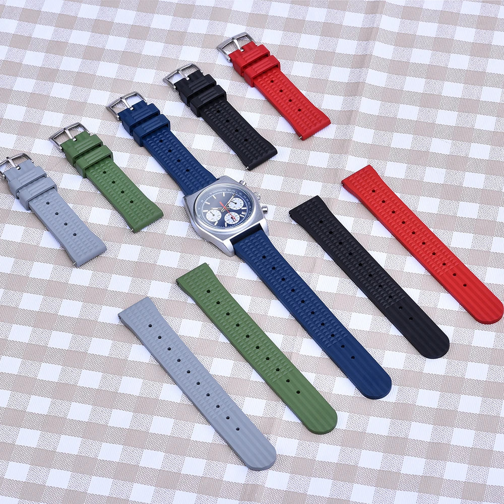 JUELONG Waffle FKM Rubber Watch Bands Quick Release Waterproof Durable Fluororubber Strap 20mm 22mm For Traditional Diving Watch