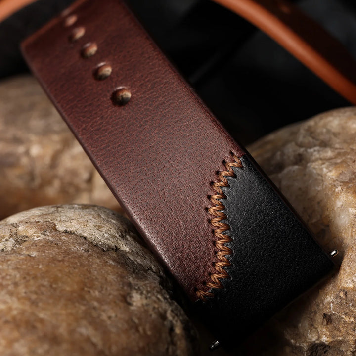 Luxury Design Bicolor Handmade Stitching Watch Strap Quick Release Watch Accessories Full Grain Leather Watch Band