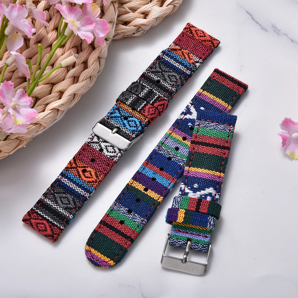 JUELONG Multicolor Nylon Sailcloth Watch Strap 20/22mm