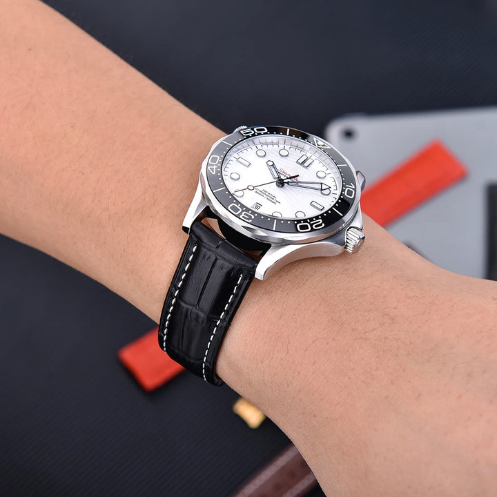 Cowhide Leather Watch Strap with Butterfly Clasp (18-22mm)
