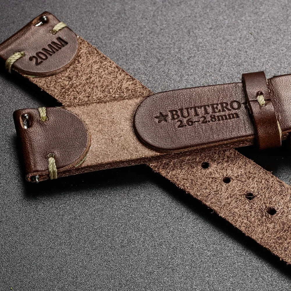 HEMSUT Italian Buttero Leather Watch Strap – 18–22mm Quick Release