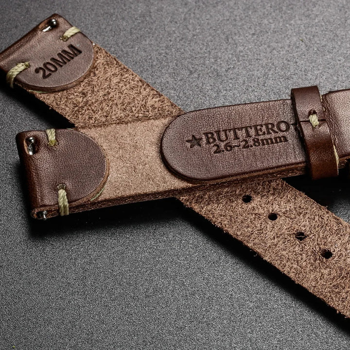 HEMSUT Italian Buttero Leather Watch Strap – 18–22mm Quick Release