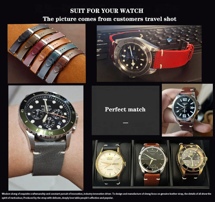 Wax Genuine Leather Watch Band 18–24mm