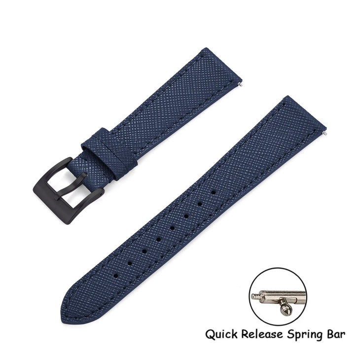 Quick Release Saffiano Leather Watch Strap – 18-24mm Universal