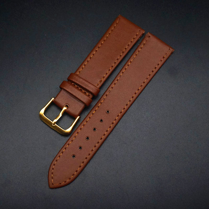 PU Leather Watch Strap Black & Brown (12–22mm, Unisex)