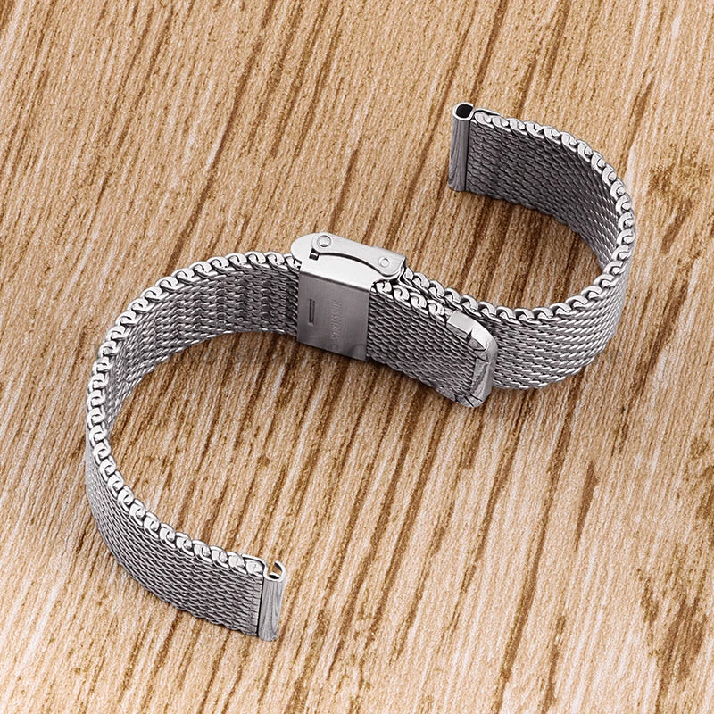 1.0mm Milanese Mesh Stainless Steel Watch Strap – 18–24mm, Quick-Release with Folding Buckle