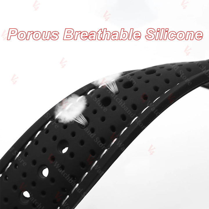 Premium Silicone Watch Band Waterproof Soft Rubber Strap 20mm 22mm 24mm Breathable Watch Strap Replacement for Universal Watch