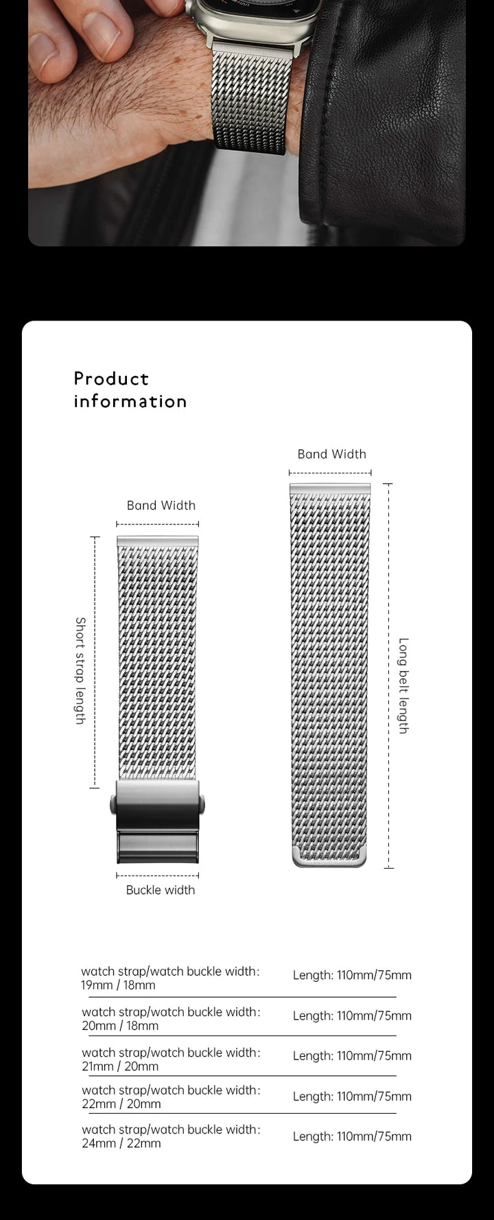 Maikes Milanese Mesh Apple Watch Ultra 2 Band 49mm, 316L Stainless Steel Watch Strap, For Apple Watch Bracelet Accessories