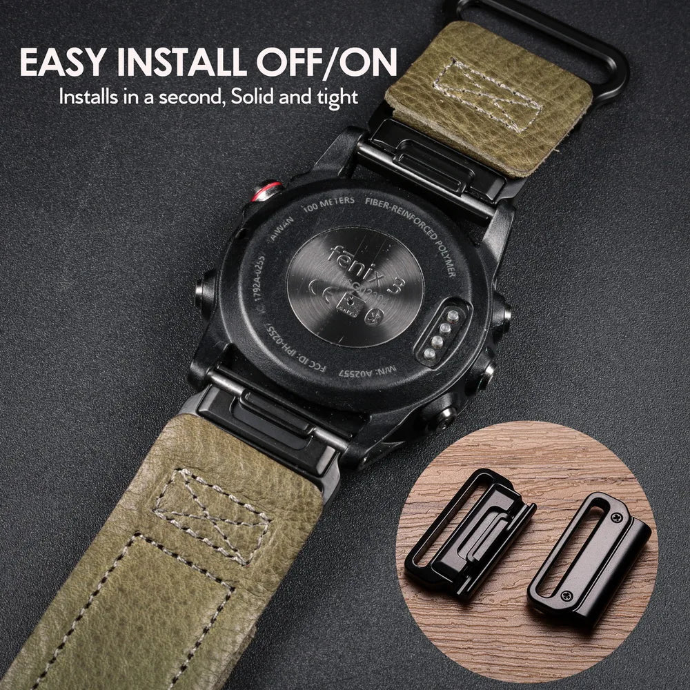 For Garmin Watch Band Leather Quickfit 20 22 26mm Retro Cowhide Straps Compatible Fenix Tactix Epix Instinct Quatix