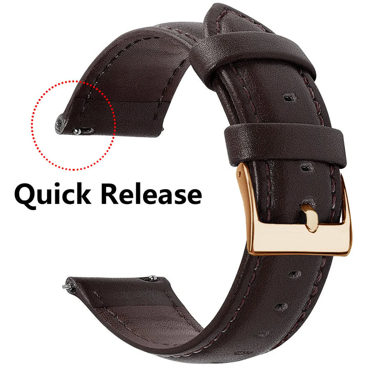 Genuine Leather Watch Strap – Smooth Finish 12–22mm