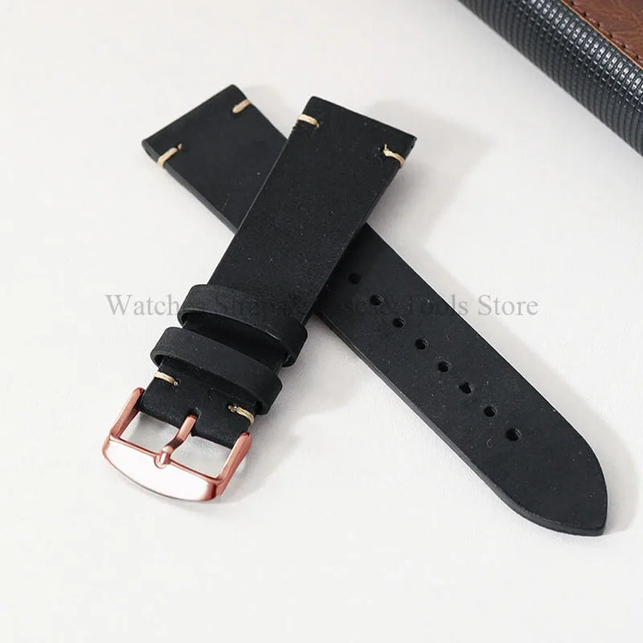 Crazy Horse Leather Retro Watchband 18mm 20mm 21mm 22mm for Seiko for Rolex Men Women Bracelet for Samsung Galaxy Watch 3/4/5/6