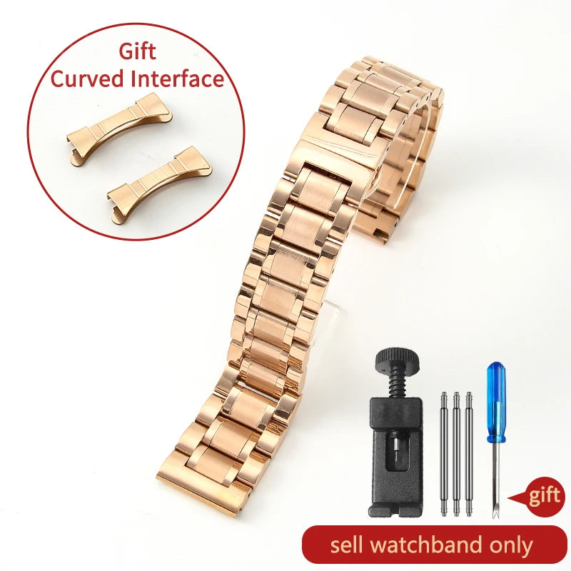 Stainless Steel Watch Strap for Tissot – 14–20mm, Silver & Rose Gold