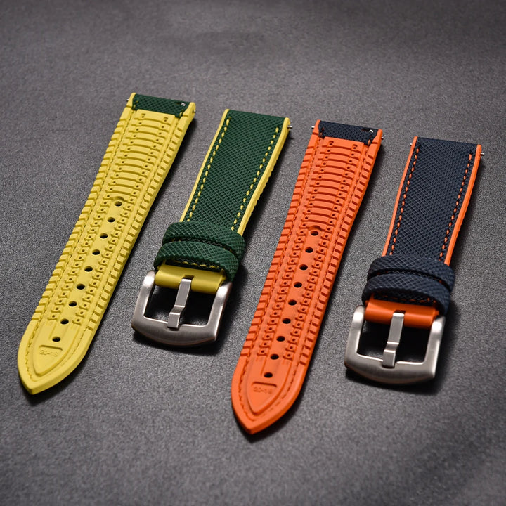 Premium Grade Hybrid FKM Nylon Watch Strap 18mm 20mm 22mm 24mm Fluoro Rubber Watchbands For Each Brand Diving Watches