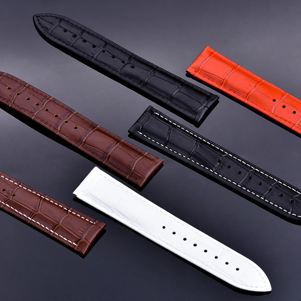 Cowhide Leather Watch Strap with Butterfly Clasp (18-22mm)