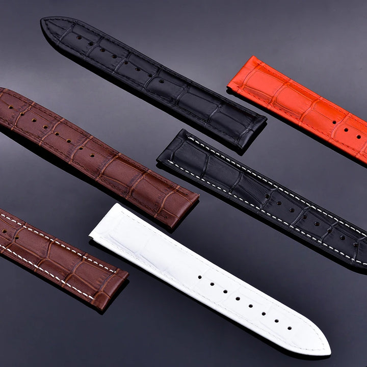 Cowhide Leather Watch Strap with Butterfly Clasp (18-22mm)