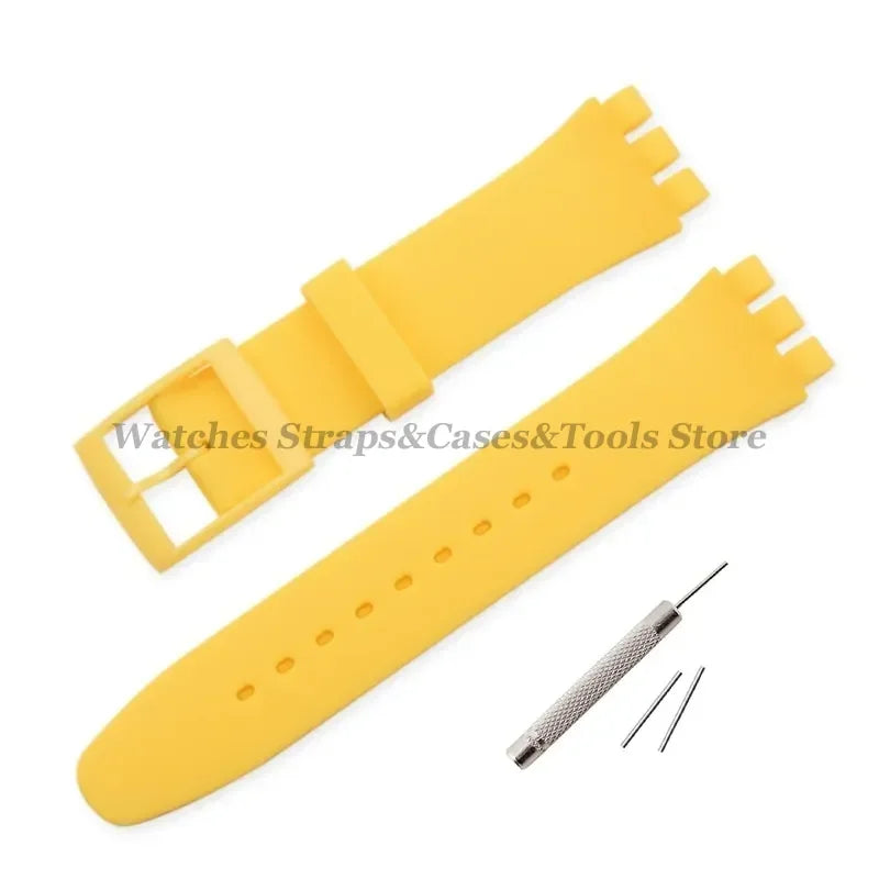 Soft Silicone Rubber Watch Band 16–20mm for Swatch (Sports Replacement)