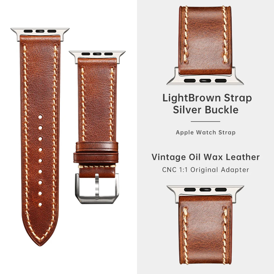 Apple Watch Luxury Cow Leather Strap For Ultra 2 49mm Band Series 9 8 7 6 5 SE 45mm 44mm 41mm 40mm Handmade Watchbands