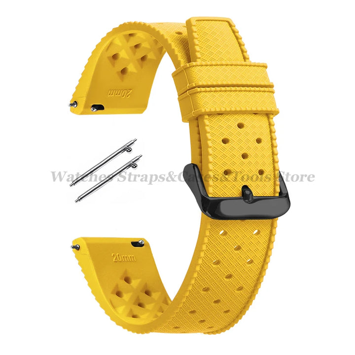 Tropical Silicone Watch Band Quick Release Strap 18mm 20mm 22mm for Oris for Seiko for Citizen Rubber Tropic Smart Watch Straps